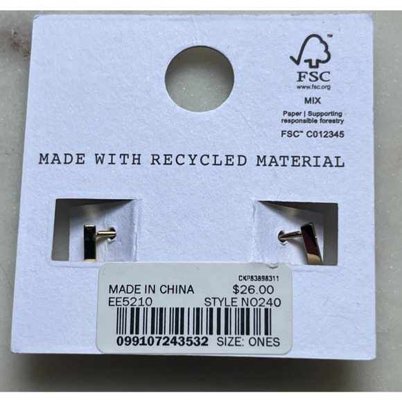 Madewell Tennis Collection Bezel Set Crystal Carabiner Hoop Earrings Gold Tone - Picture 4 of 5